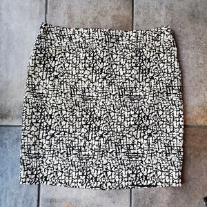 Valerie Bertinelli Pencil Skirt Cream Geometric Neutral Slit Office Preppy 14